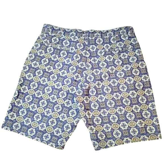BROLETTO Linen Blend All Over Print Boho Preppy Flat Front Golf Shorts 33W - Picture 2 of 10